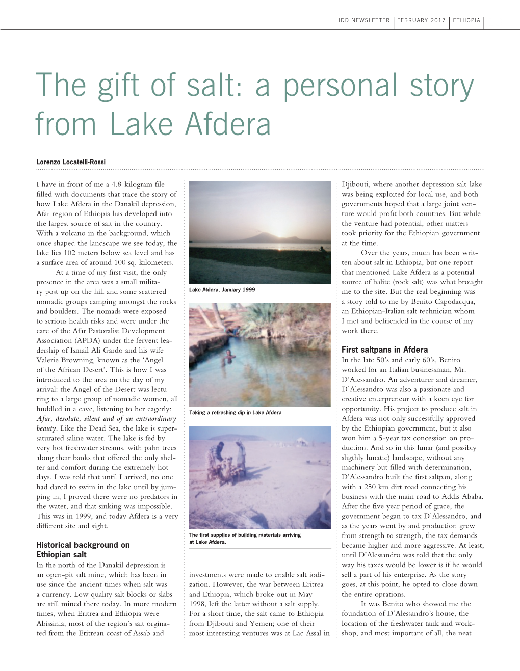 The Gift of Salt: a Personal Story from Lake Afdera