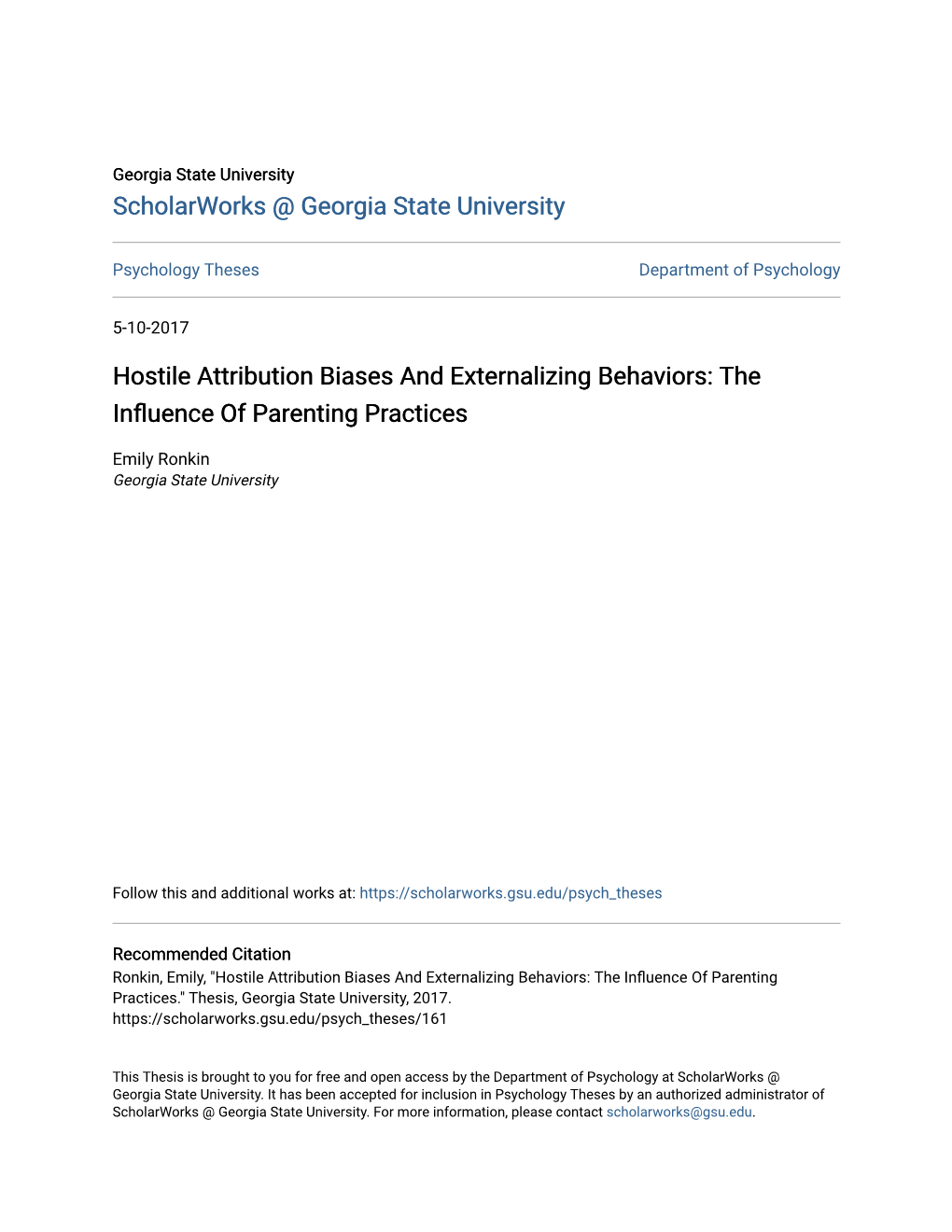 Hostile Attribution Biases and Externalizing Behaviors: the Influence of Arp Enting Practices