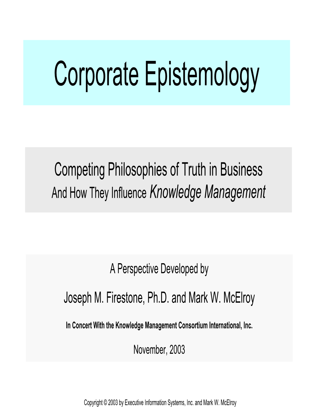 Corporate Epistemology