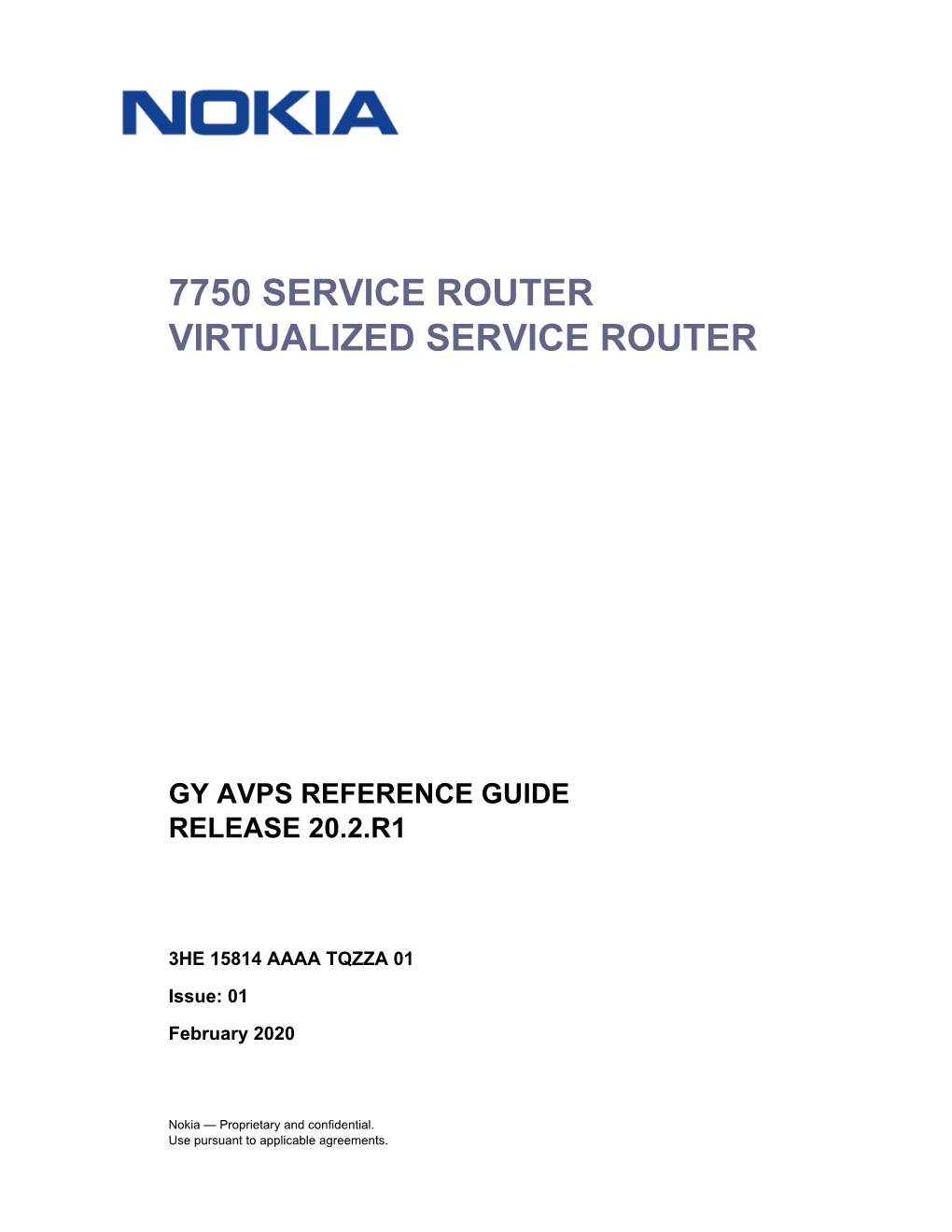 Nokia 7750 SR VSR Gy Avps Reference Guide 20.2.R1