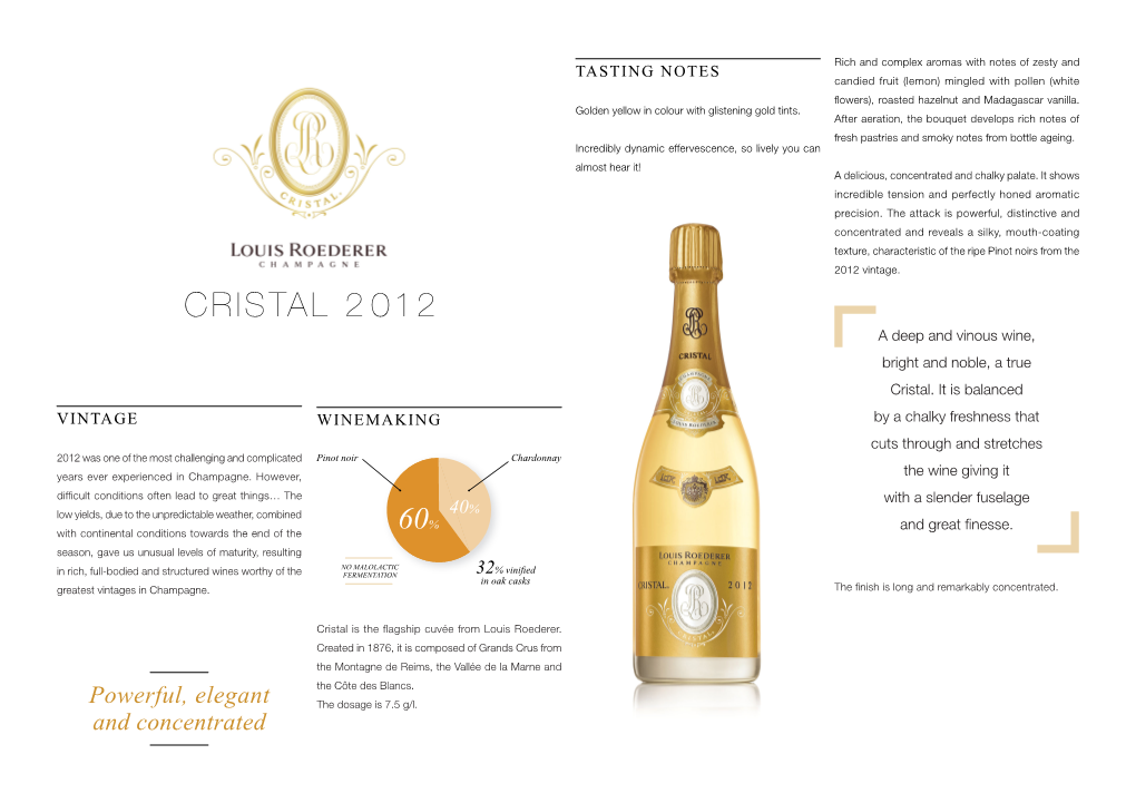 CRISTAL 2012 a Deep and Vinous Wine, Bright and Noble, a True Cristal