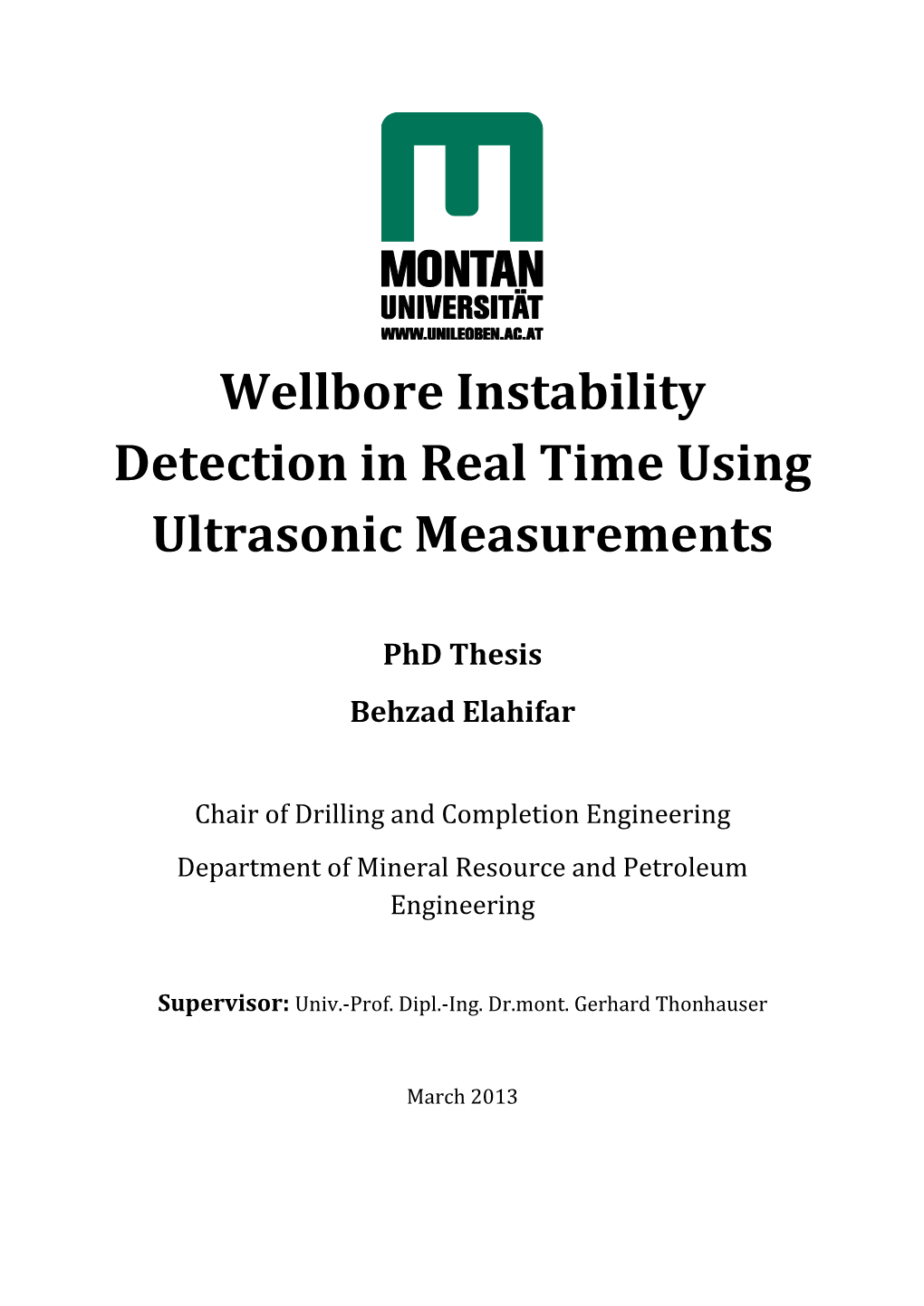 Wellbore Instability Detection in Real Time Using Ultrasonic Measurements