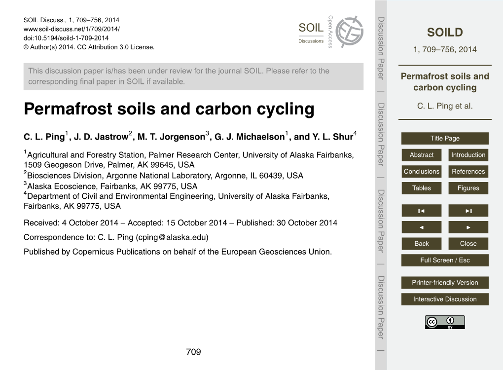 Permafrost Soils and Carbon Cycling C