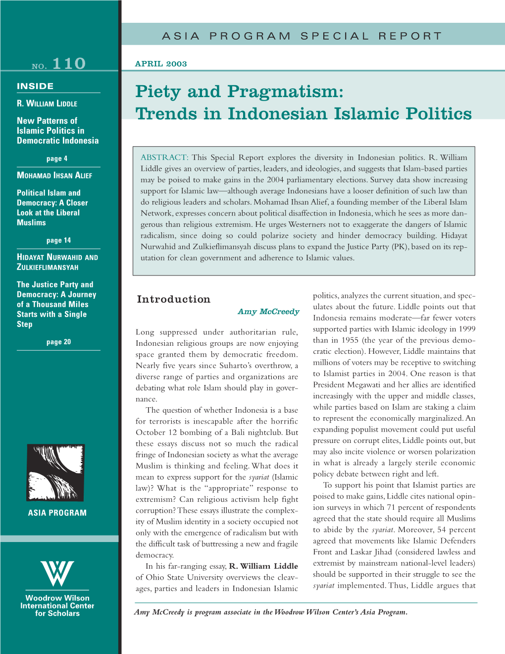 Piety and Pragmatism: Trends in Indonesian Islamic Politics NO