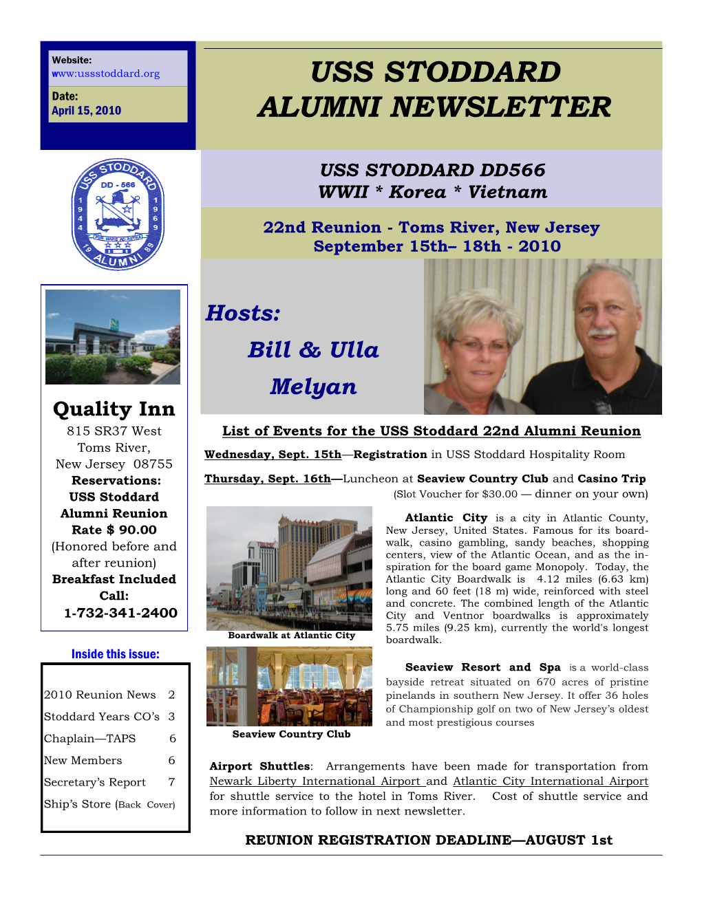 USS Stoddard Alumni Newsletter—April 2010 Page 2