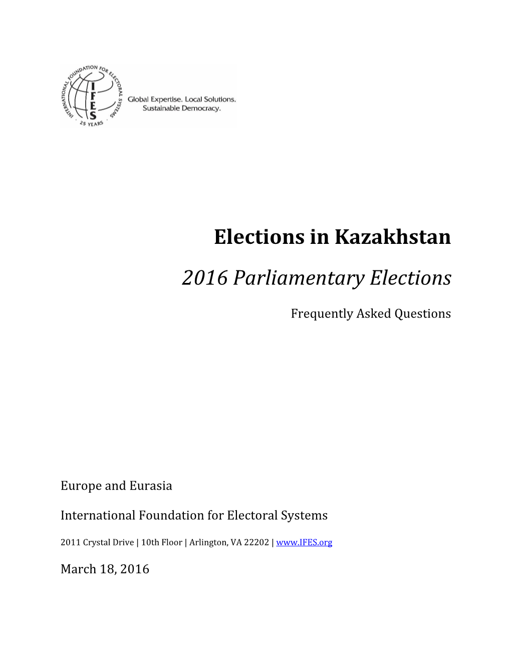 Elections in Kazakhstan 2016 Parliamentary Elections