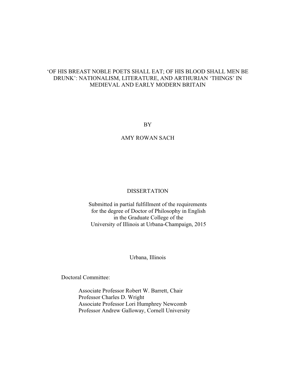 Nationalism, Literature, and Arthurian ‘Things’ in Medieval and Early Modern Britain