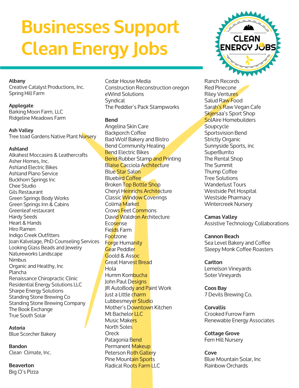 Businesses Support Clean Energy Jobs