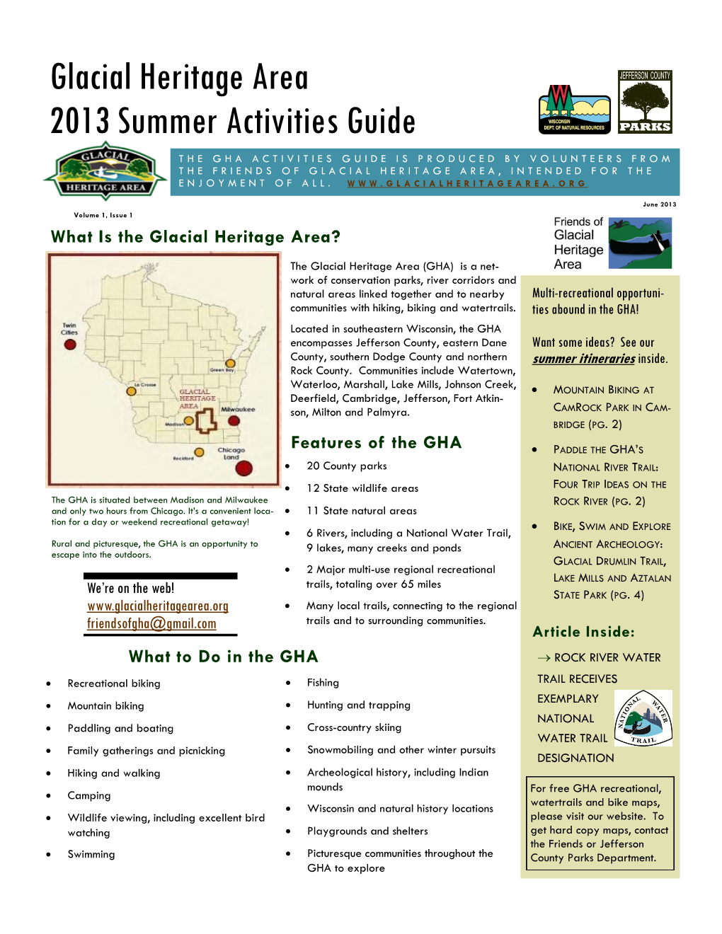 Glacial Heritage Area 2013 Summer Activities Guide