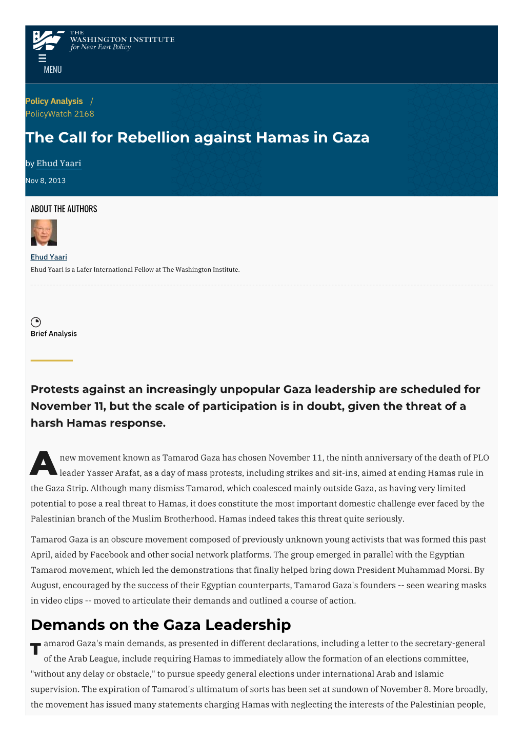 The Call for Rebellion Against Hamas in Gaza | the Washington Institute