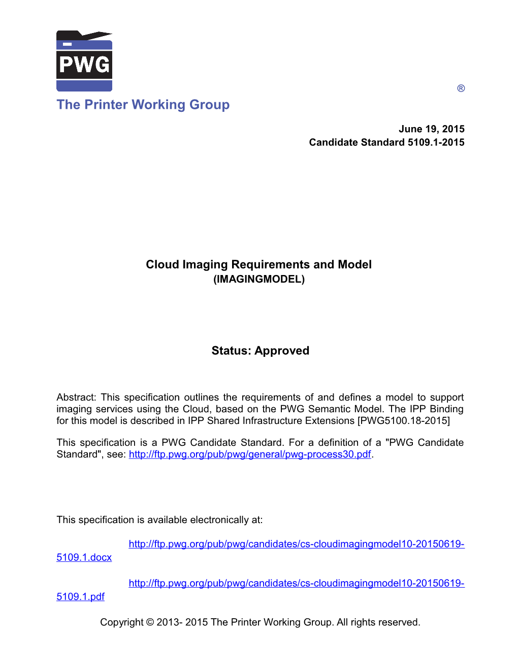 Cloud Imaging Requirements and Model