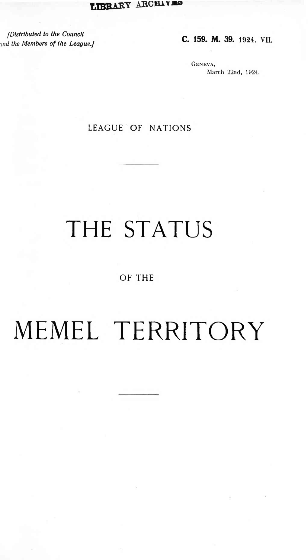 Memel Territory — 3 —