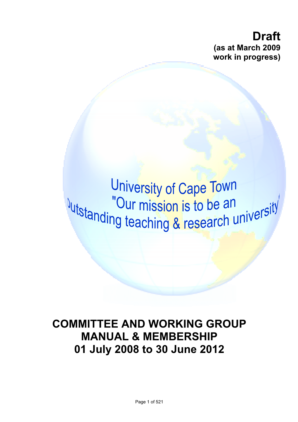 COMMITTEE and WORKING GROUP MANUAL & MEMBERSHIP 01 July