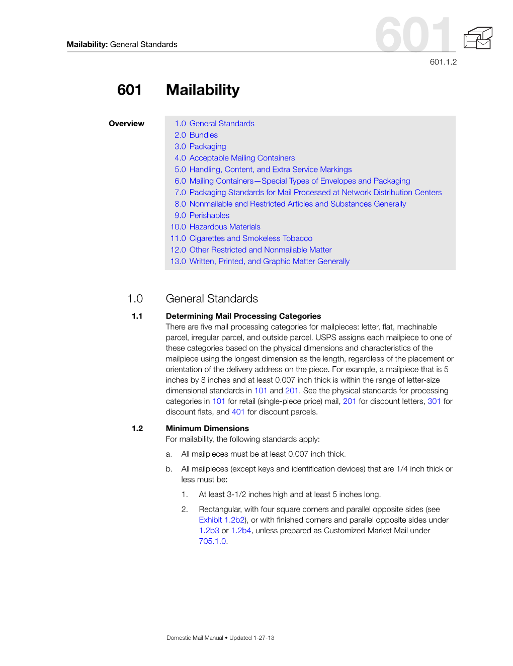 DMM 601 Mailability Standards