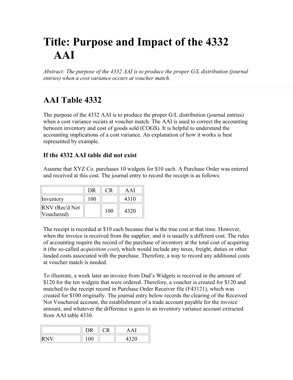 Title: Purpose and Impact of the 4332 AAI