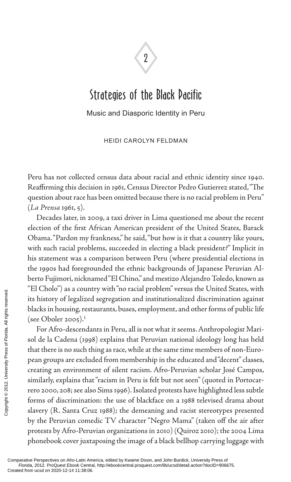 Strategies of the Black Pacific: Music and Diasporic Identity in Peru