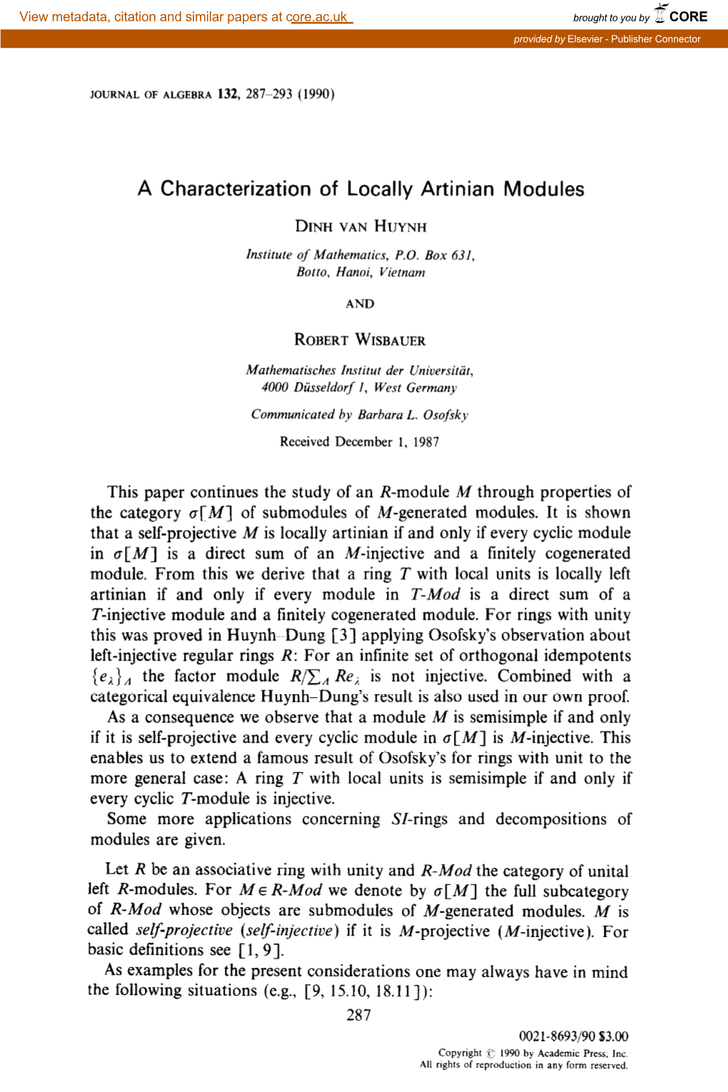 A Characterization of Locally Artinian Modules