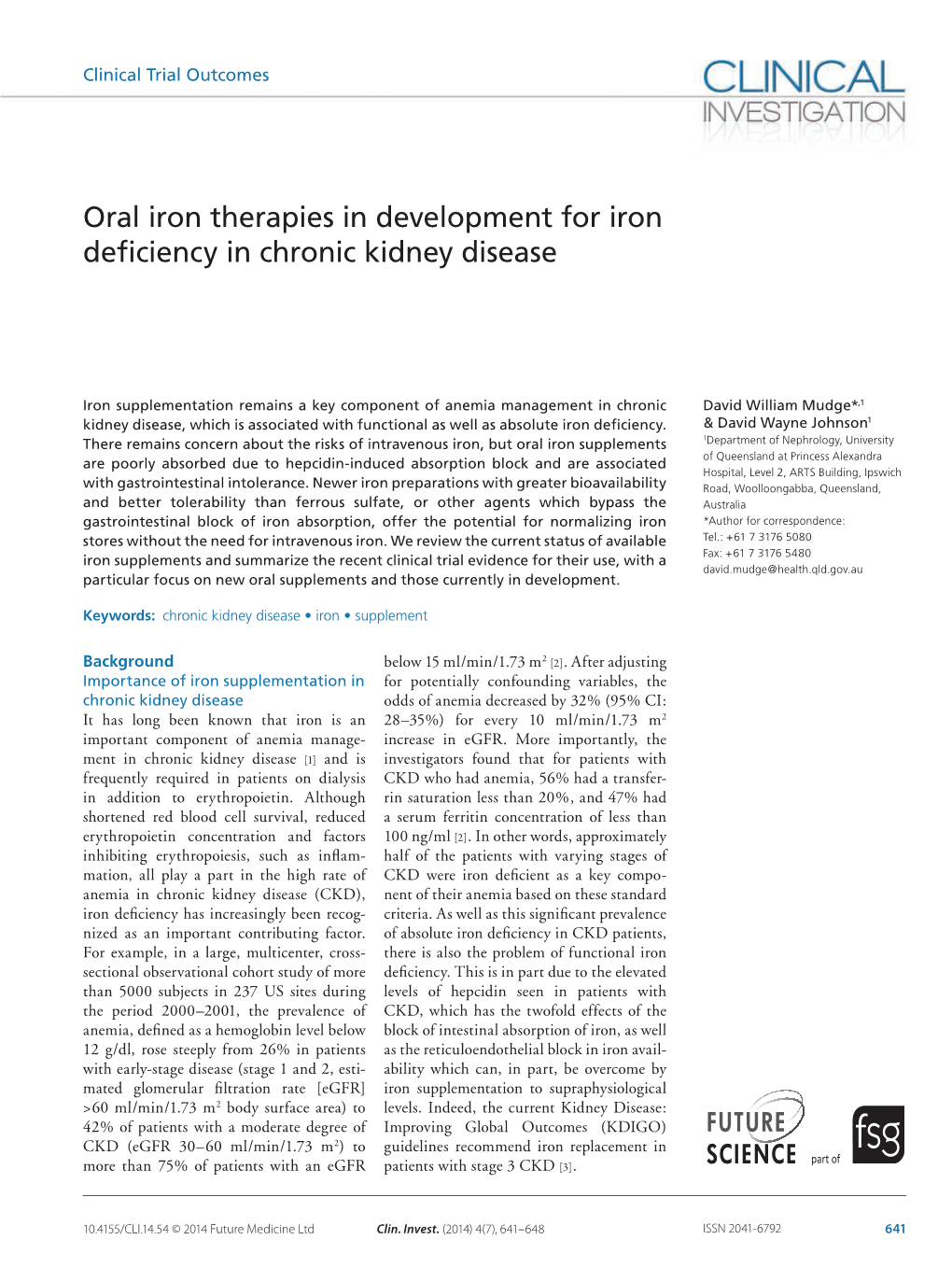 Oral Iron Therapies in Development for Iron Deficiency in Chronic Kidney Disease