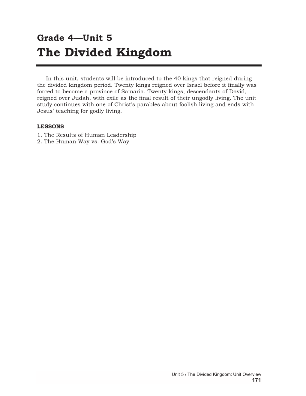 Unit 5: the Divided Kingdom