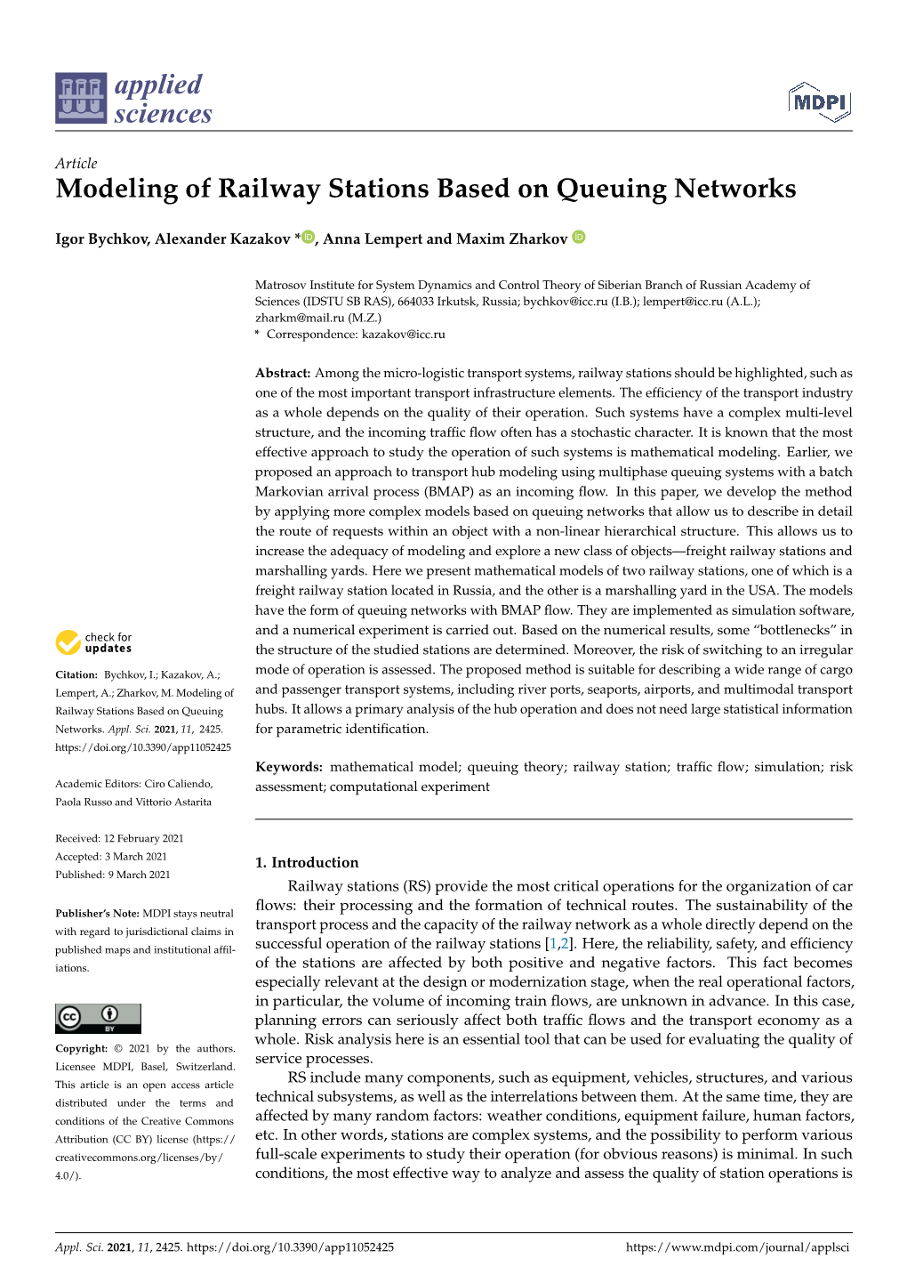 Modeling of Railway Stations Based on Queuing Networks