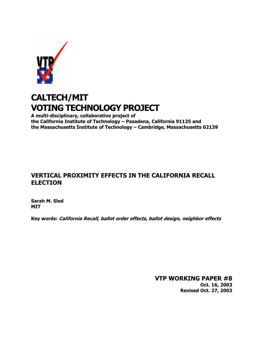 Vertical Proximity Effects in the California Recall Election