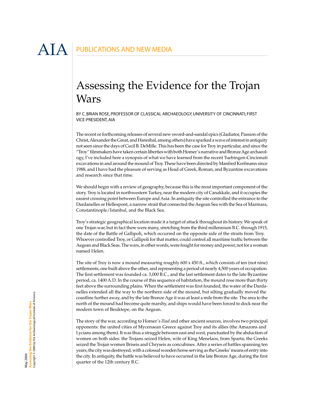 Assessing the Evidence for the Trojan Wars