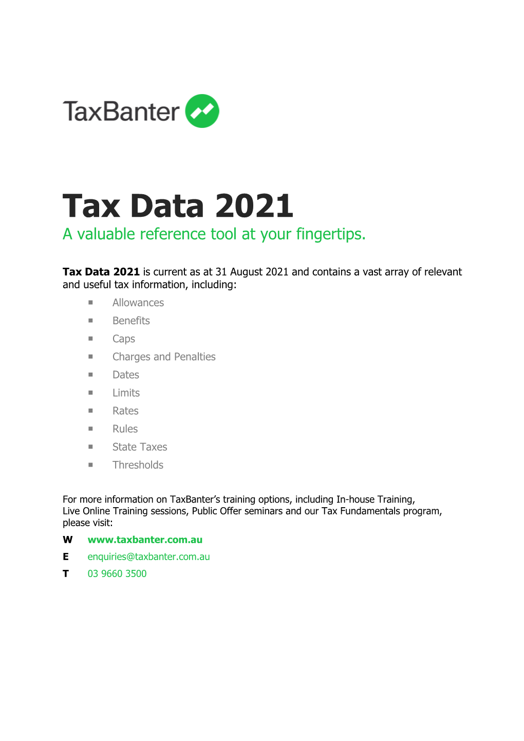 Tax Data 2021 a Valuable Reference Tool at Your Fingertips