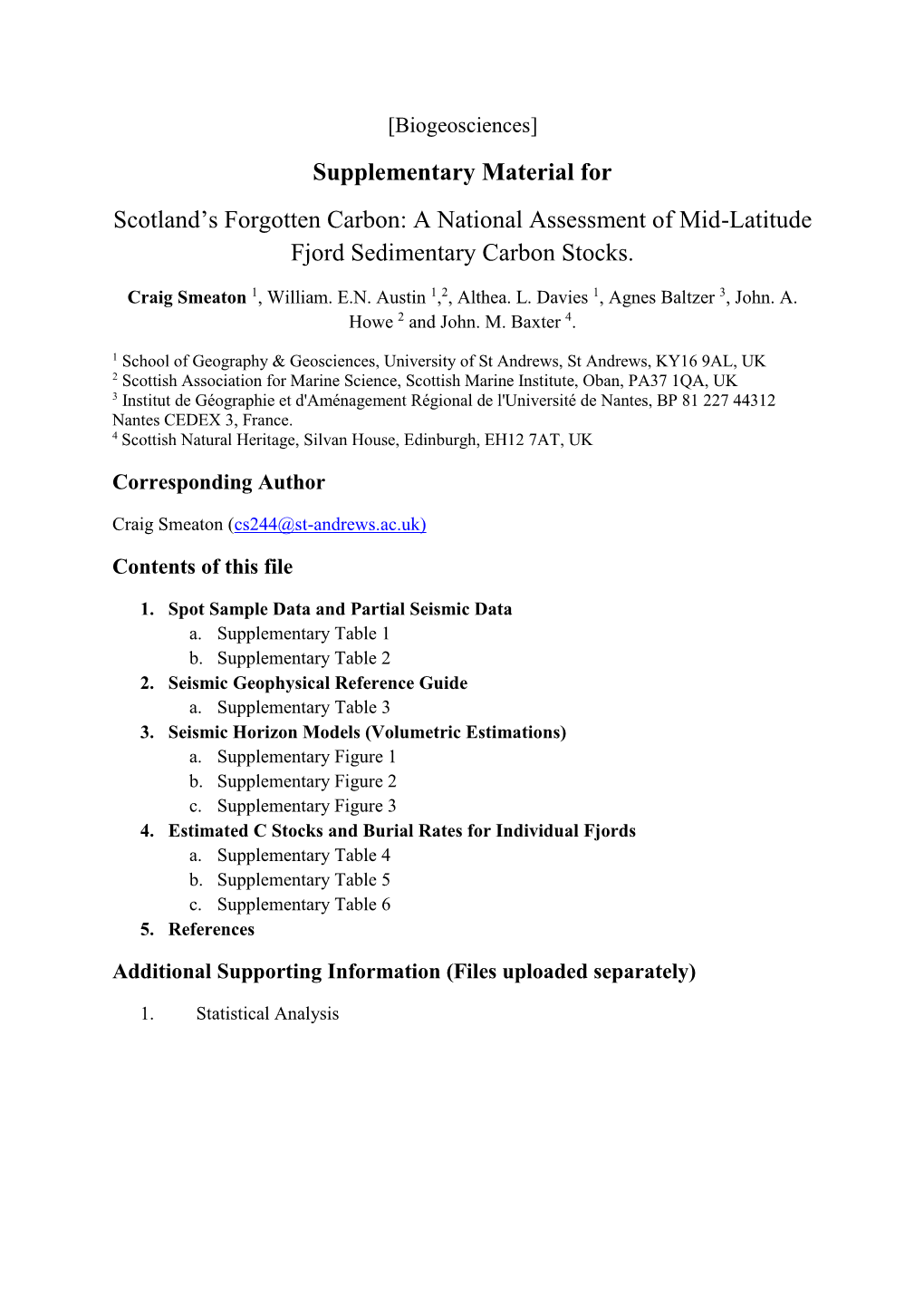 A National Assessment of Mid-Latitude Fjord Sedimentary Carbon Stocks