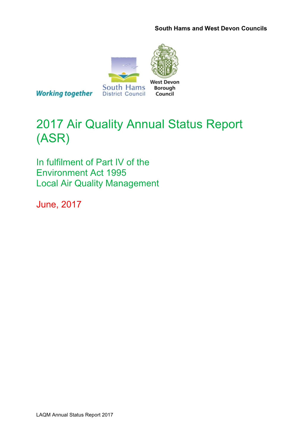 Air Quality Annual Status Report (ASR)