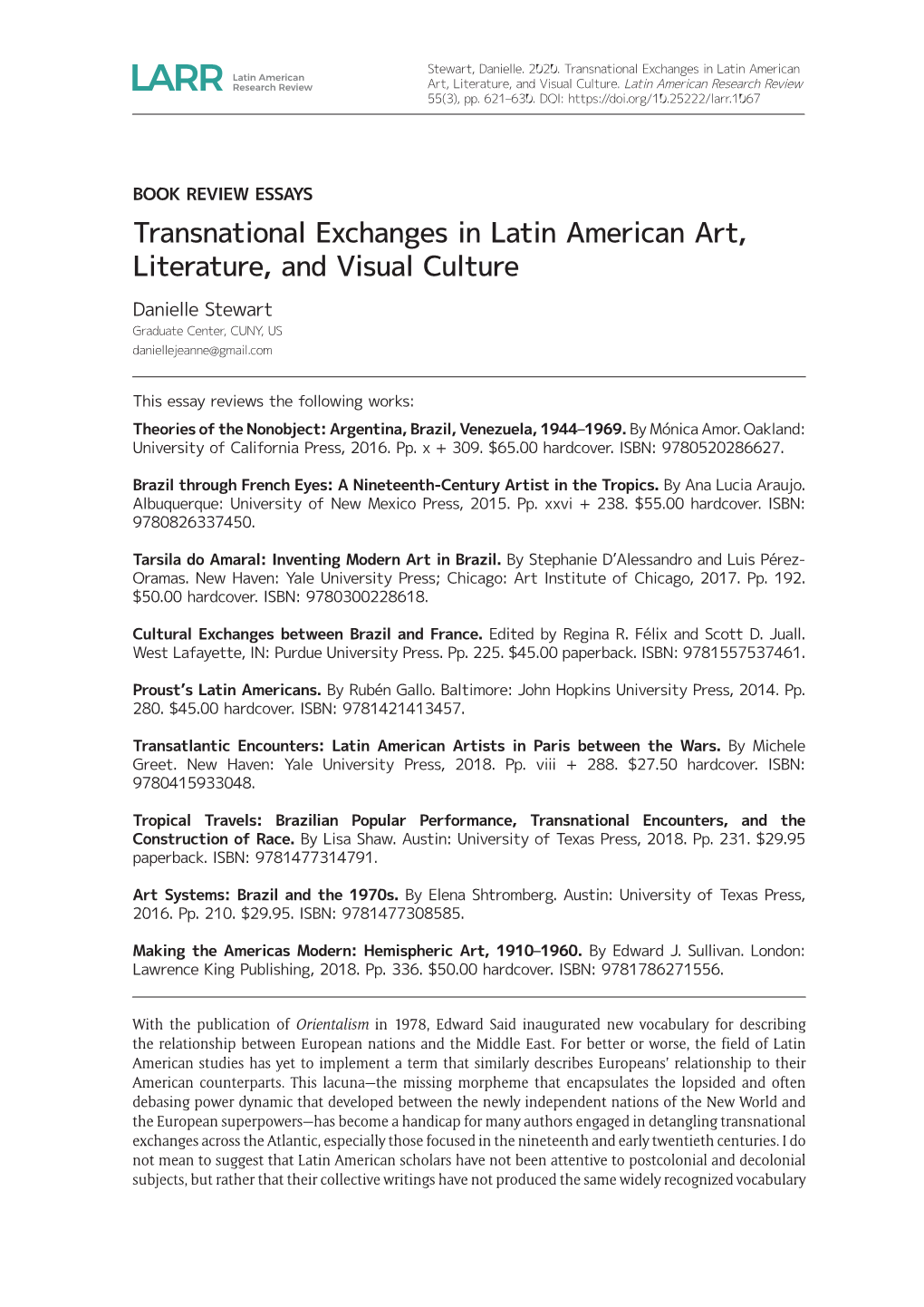 Transnational Exchanges in Latin American Art, Literature, and Visual Culture