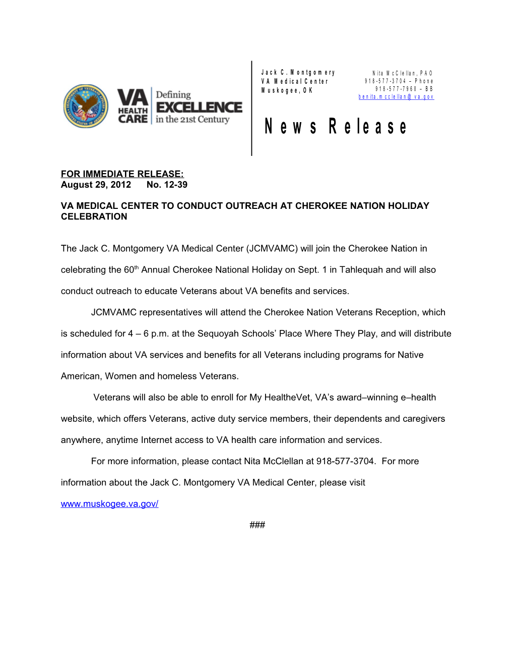 Muskogee VA Medical Center to Conduct Mobile Screening Clinic s3