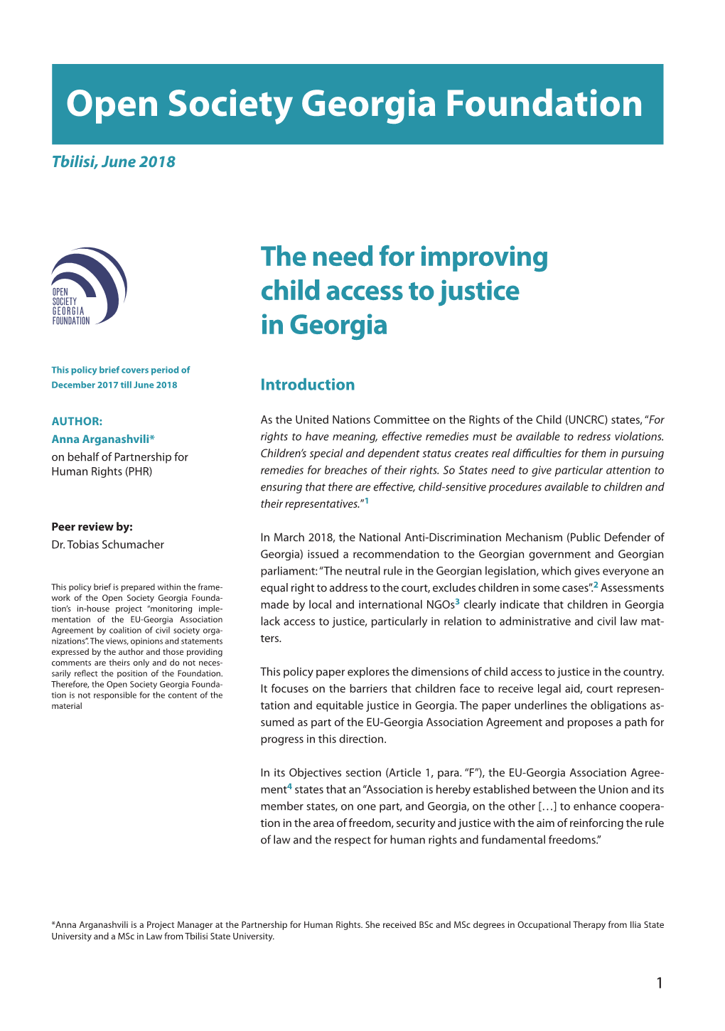 The Need for Improving Child Access to Justice in Georgia