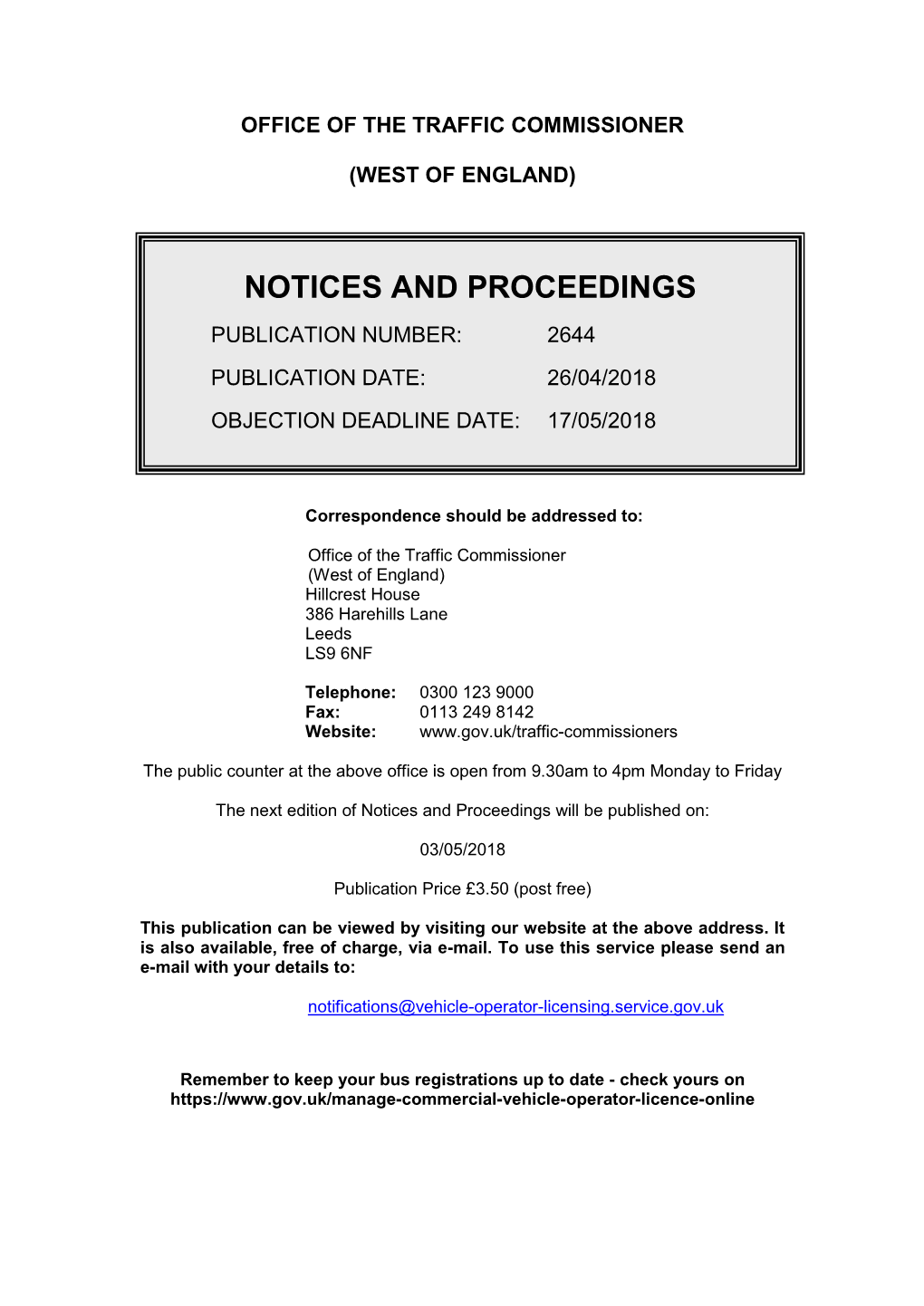 Notices and Proceedings for the West of England