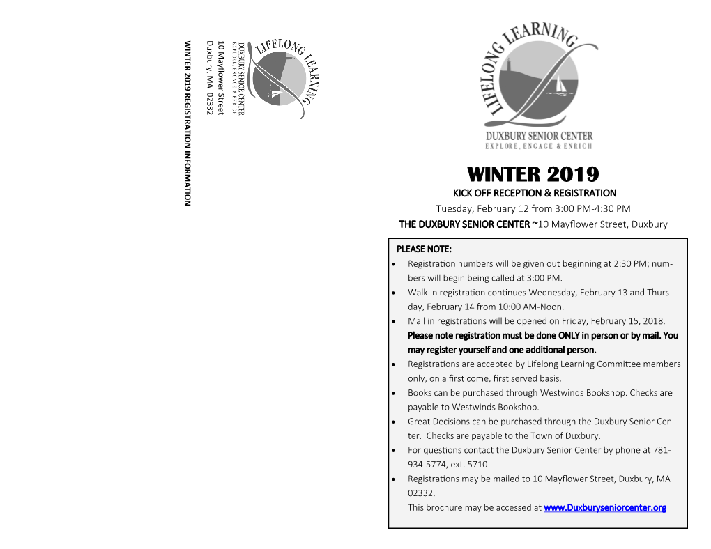 Winter 2019 Ick Off Reception & & Reception Off Ick K