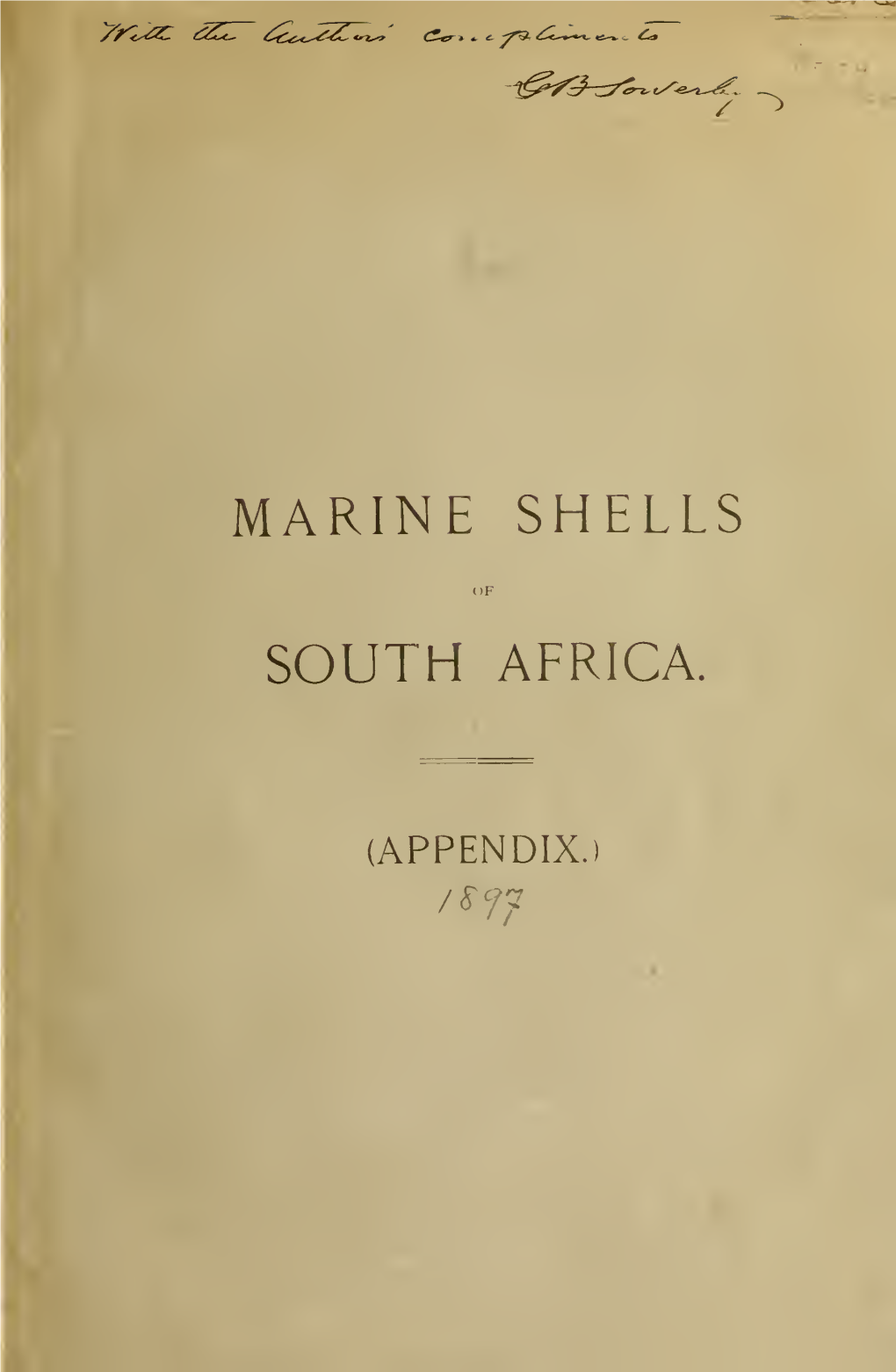 Appendix to Marine Shells of South Africa : a Catalogue of All the Known