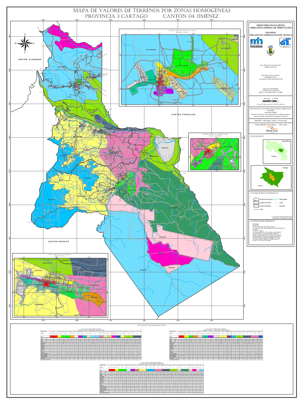 Mapa De Valores De Terrenos Por Zonas Homogéneas Provincia 3 Cartago Cantón 04 Jiménez 524700 528000 531300 534600 537900 541200