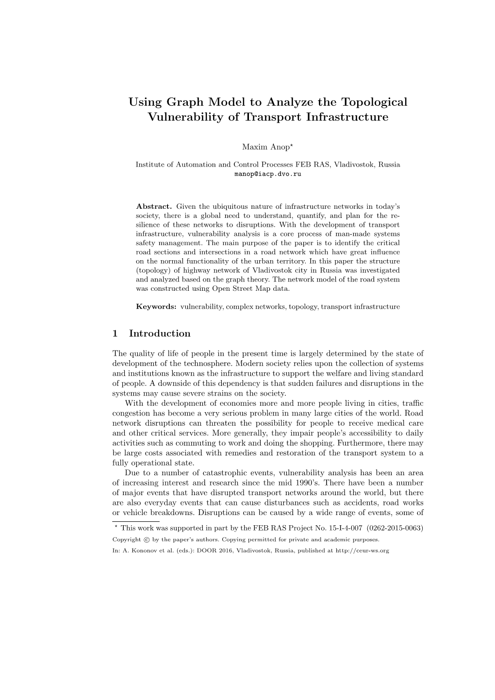 Using Graph Model to Analyze the Topological Vulnerability of Transport Infrastructure