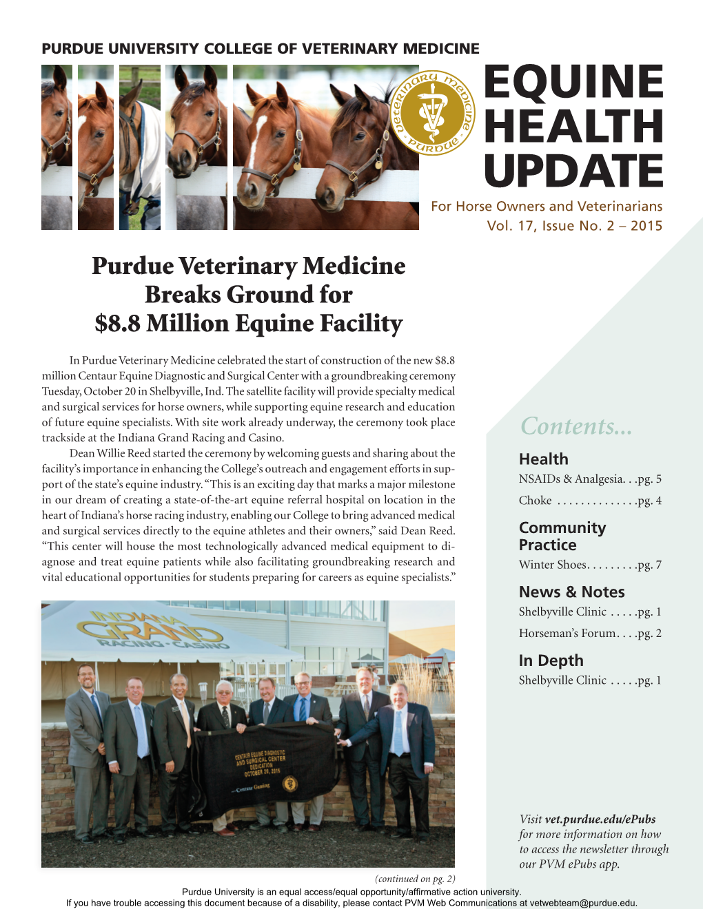 EQUINE HEALTH UPDATE for Horse Owners and Veterinarians Vol