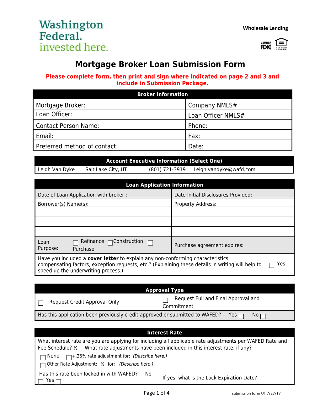 Mortgage Broker Loan Submission Form