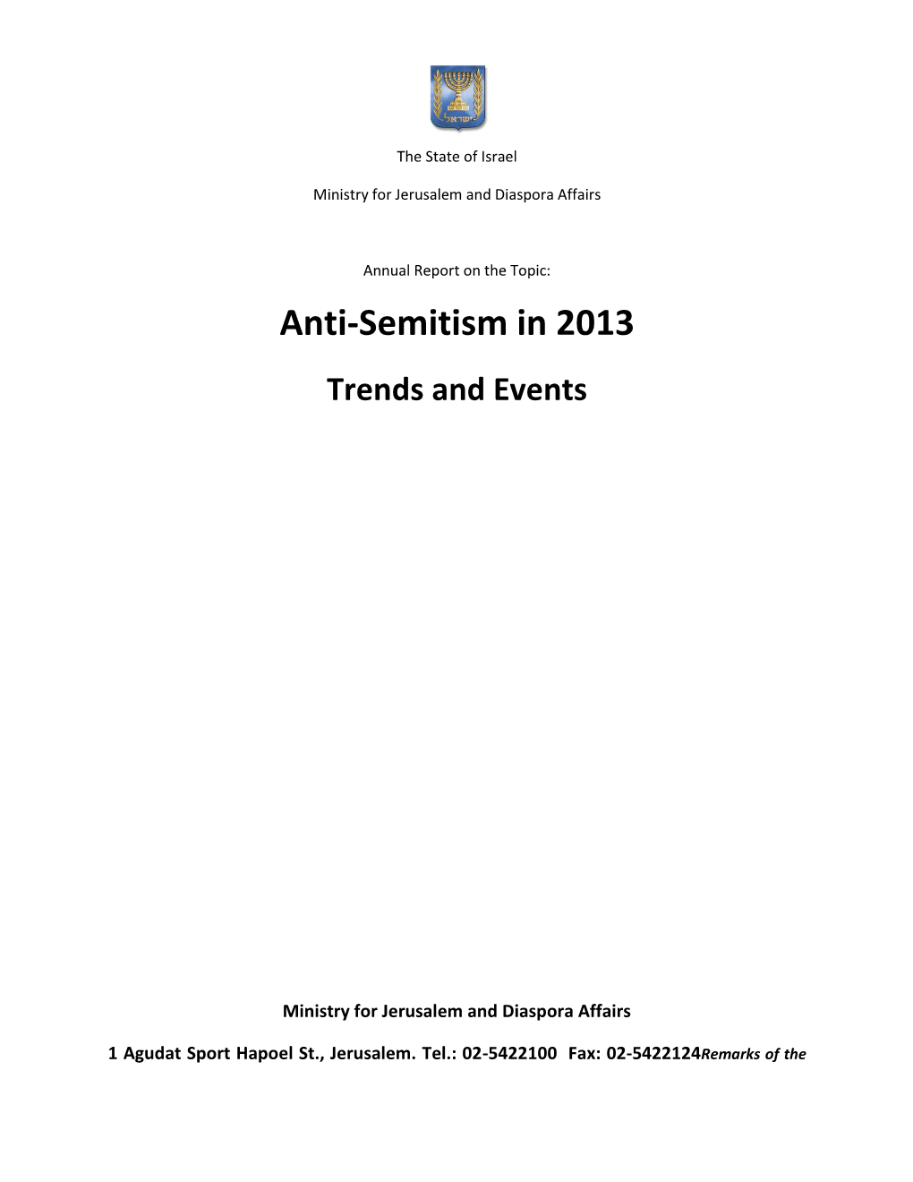 Anti-Semitism in 2013 Trends and Events