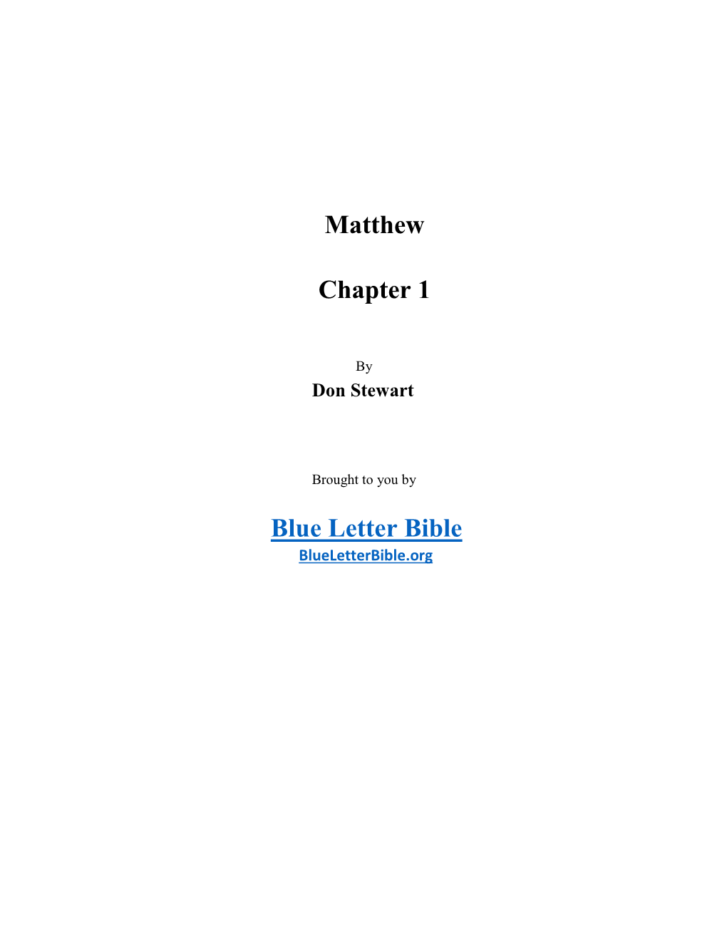 Matthew Chapter 1 Blue Letter Bible