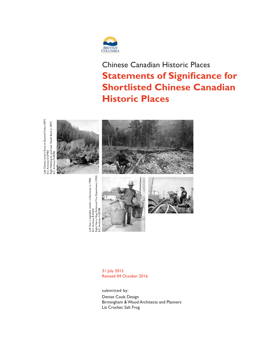 Statements of Significance for Shortlisted Chinese Canadian Historic Places