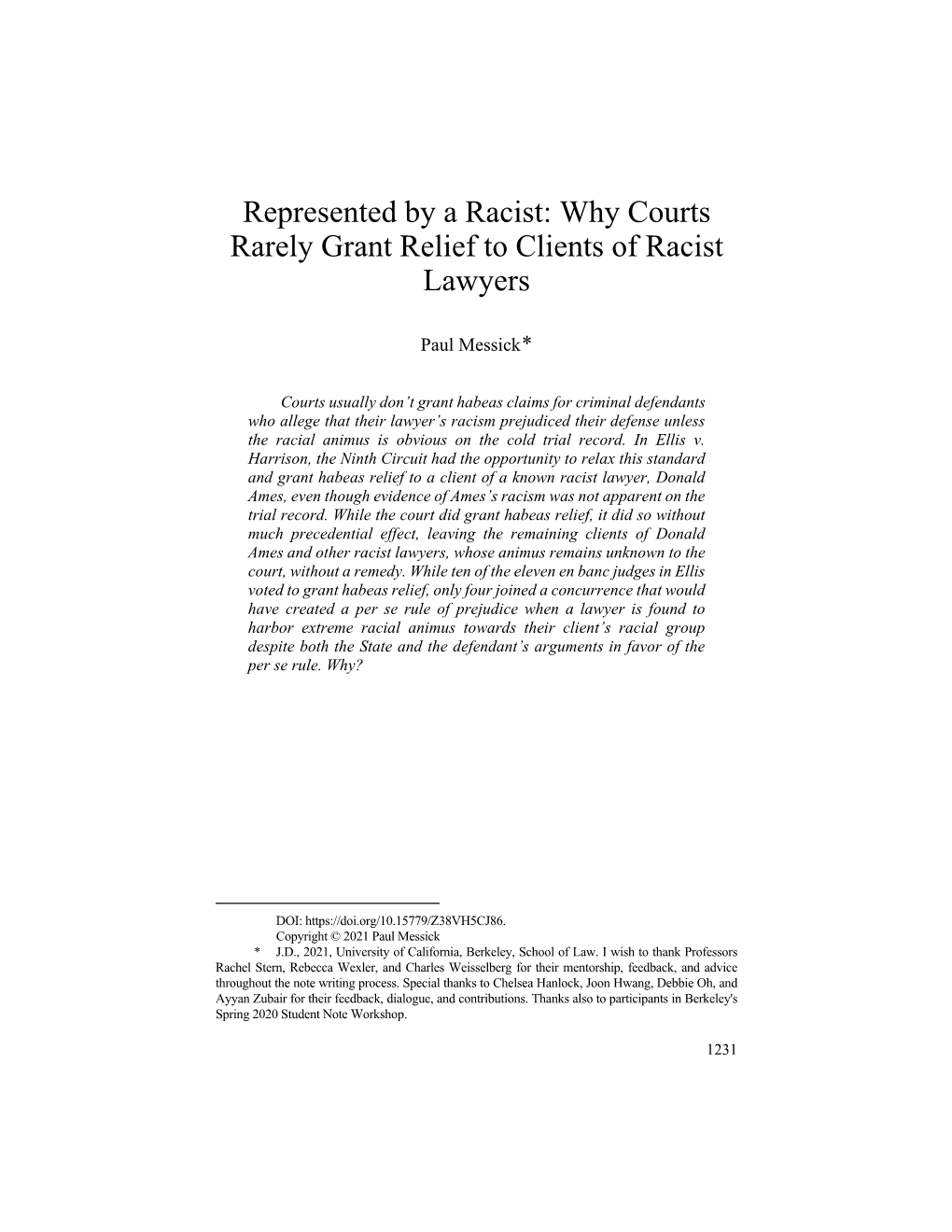 Why Courts Rarely Grant Relief to Clients of Racist Lawyers