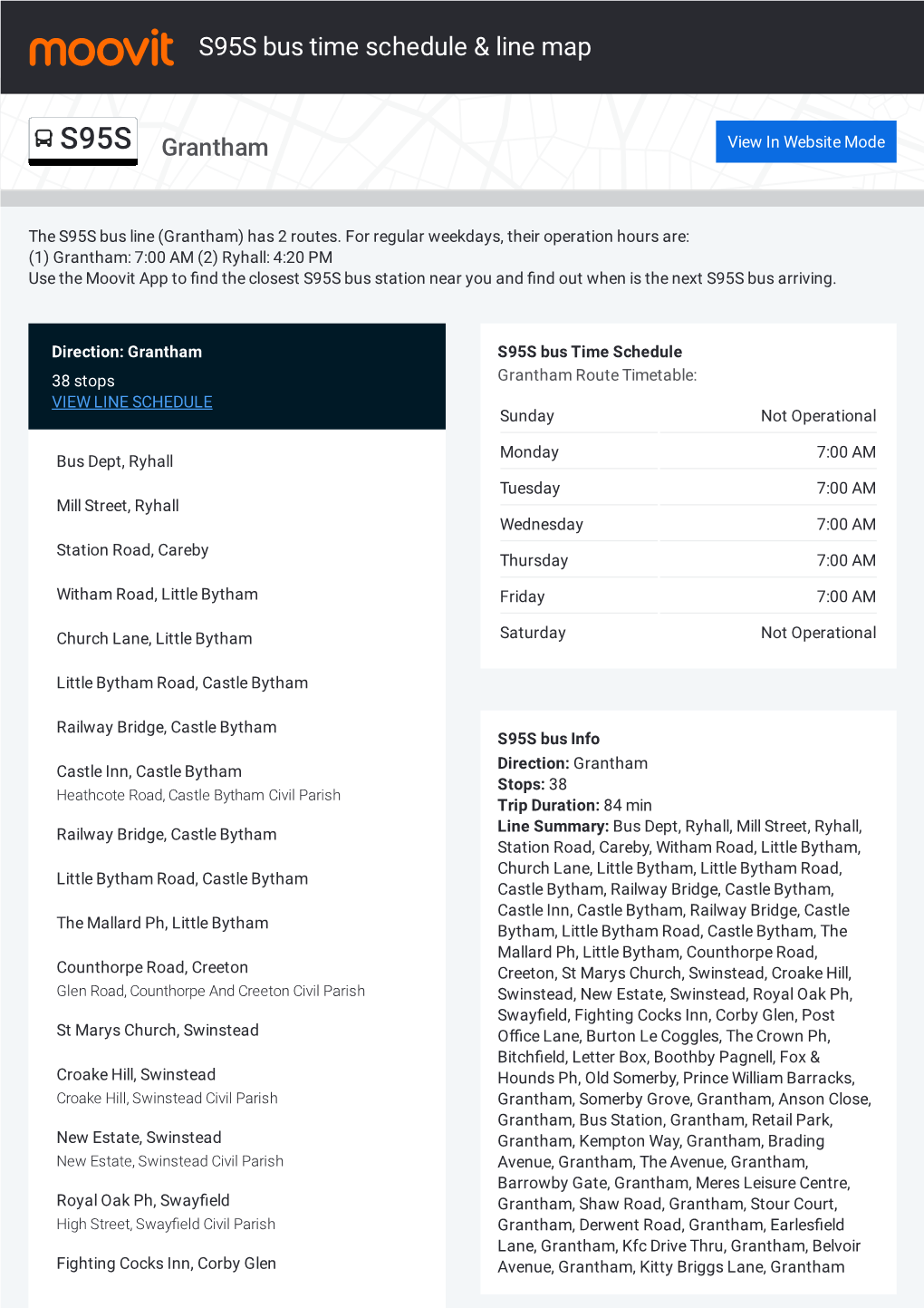 S95S Bus Time Schedule & Line Route