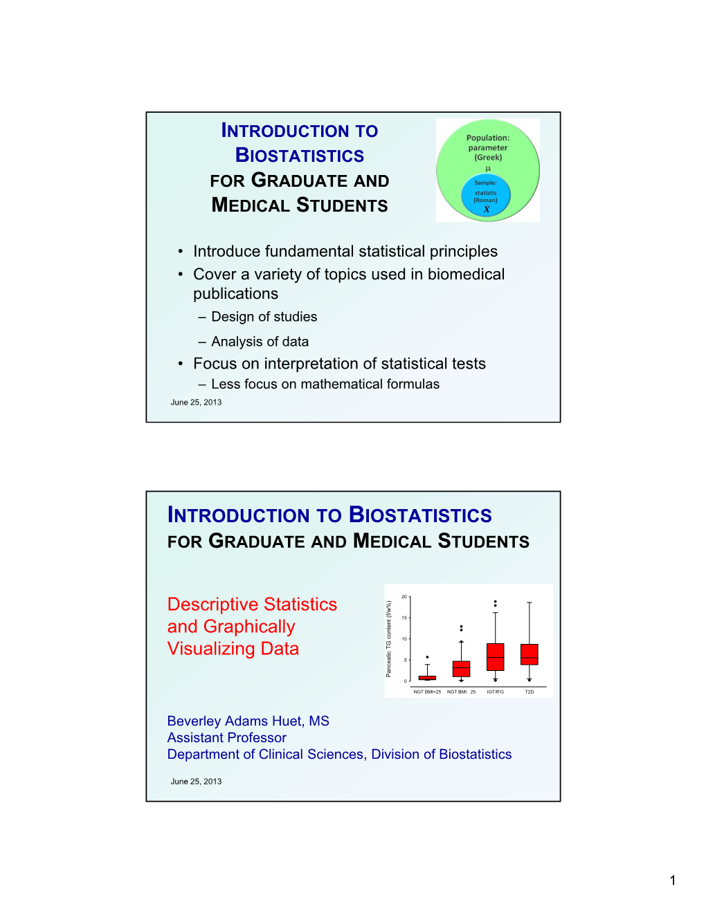 Introduction to Biostatistics for Graduate and Medical Students