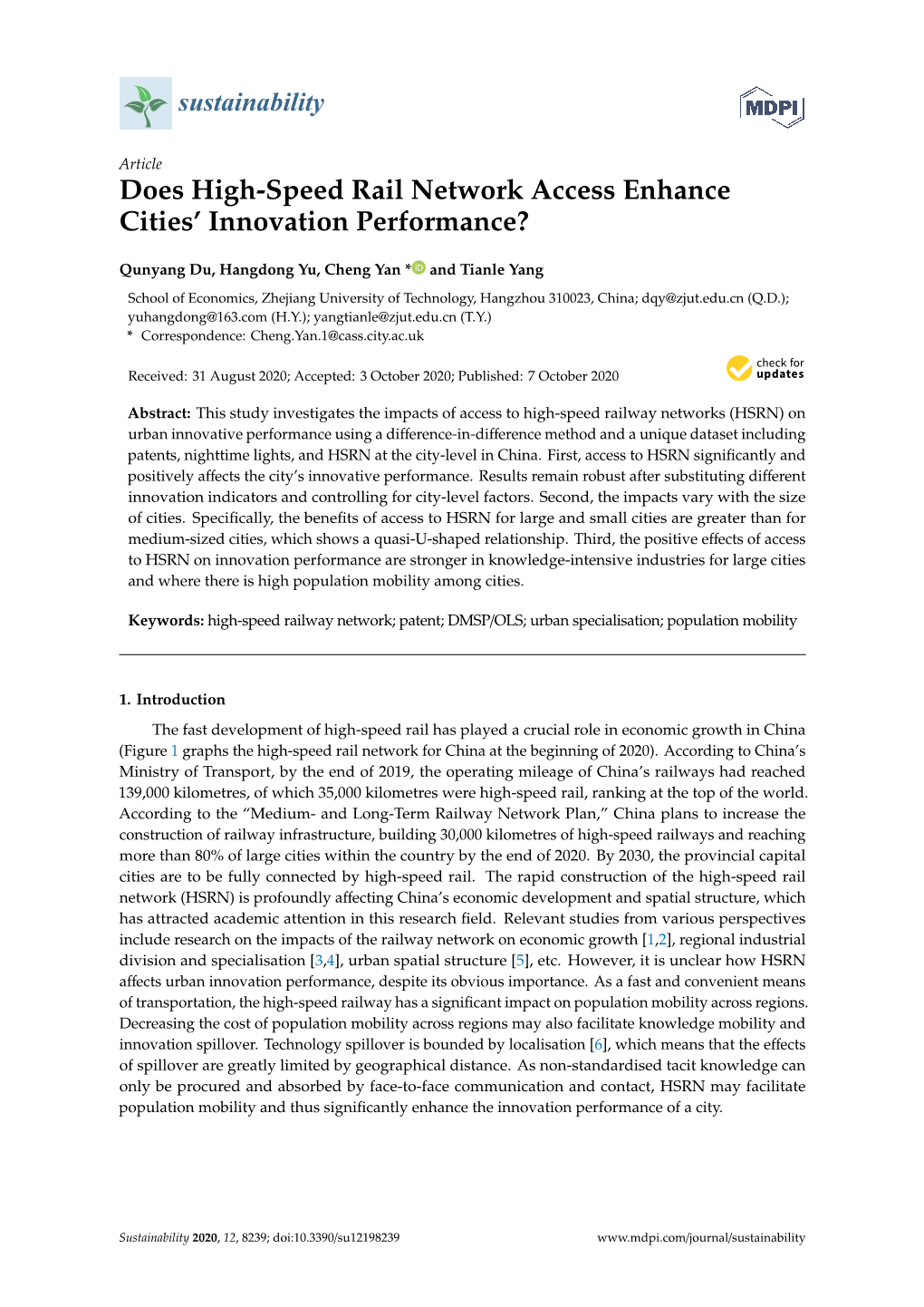 Does High-Speed Rail Network Access Enhance Cities' Innovation