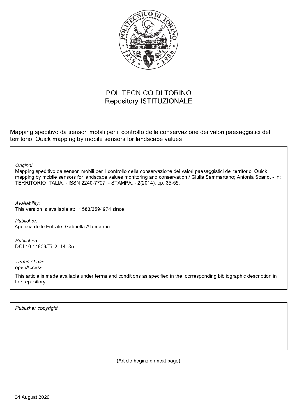 POLITECNICO DI TORINO Repository ISTITUZIONALE