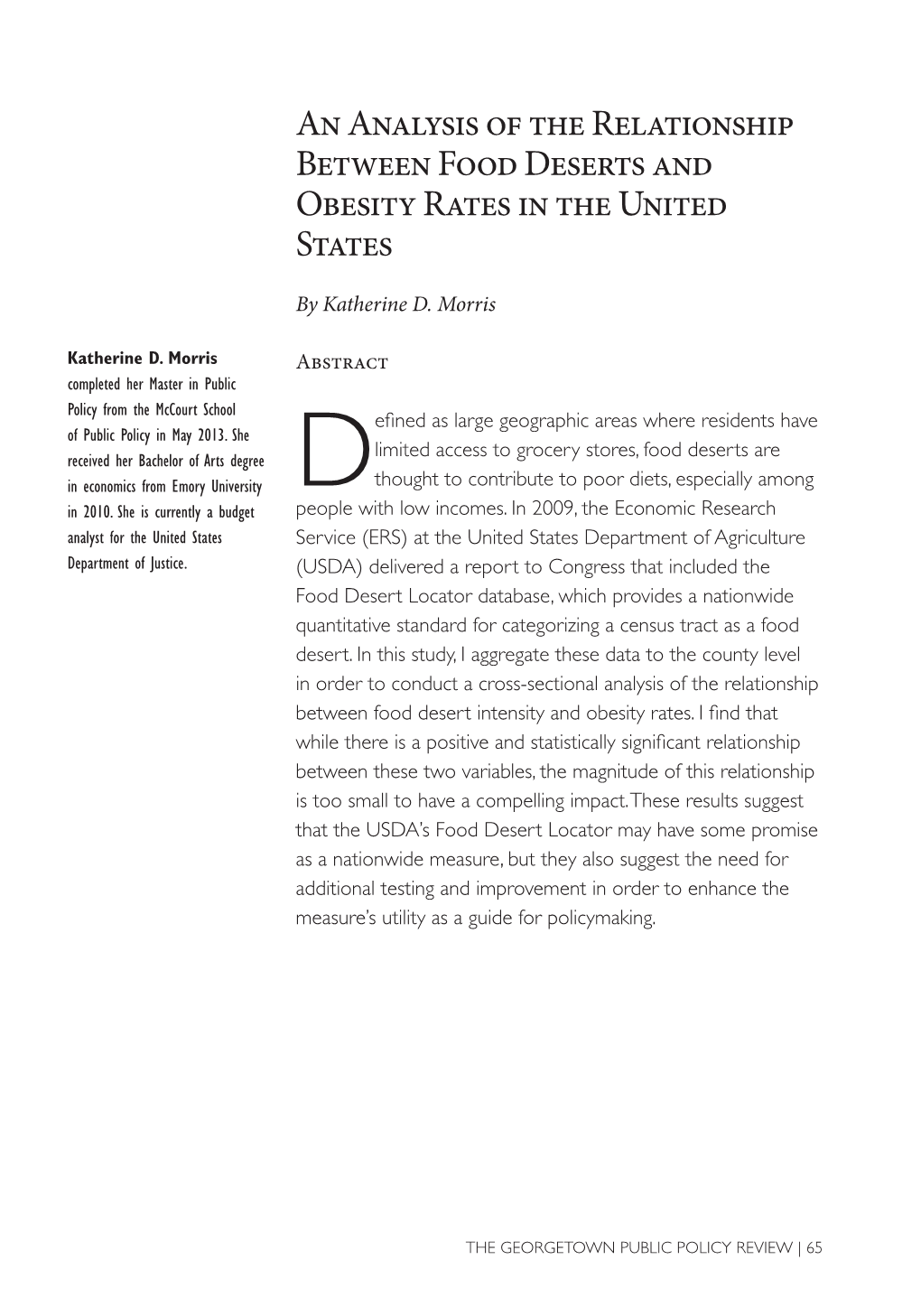 An Analysis of the Relationship Between Food Deserts and Obesity Rates in the United States