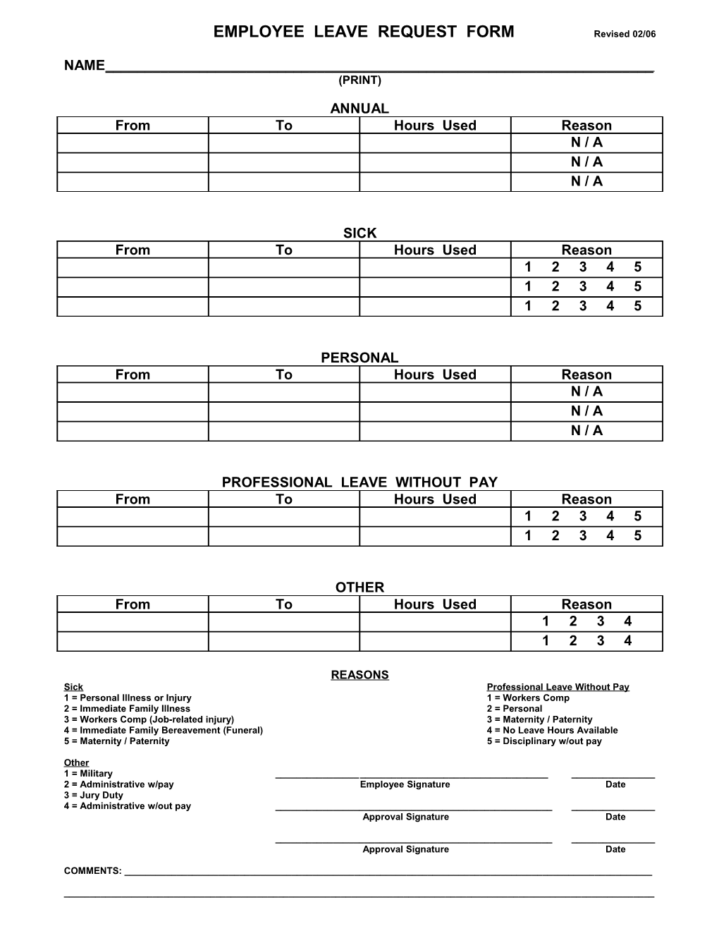 Employee Leave Request Form