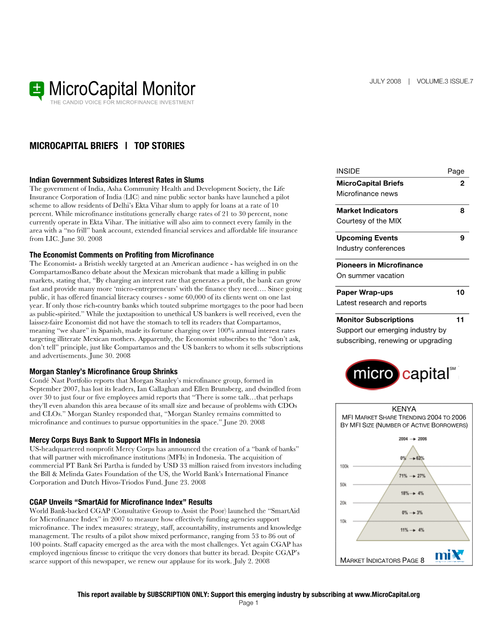 Microcapital Monitor the CANDID VOICE for MICROFINANCE INVESTMENT